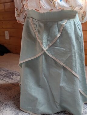 Matilda Jane Light Sage A-Line Skirt with Cream Trim